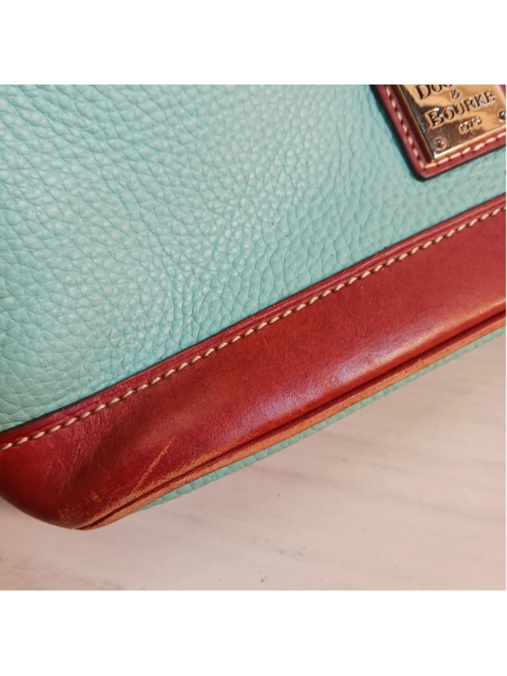 Dooney & Bourke Zip Zip Satchel Bag Leather Turquoise/ Tiffany Blue/ Mint Green